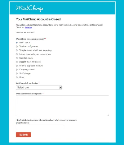 MailChimp 的反饋調查