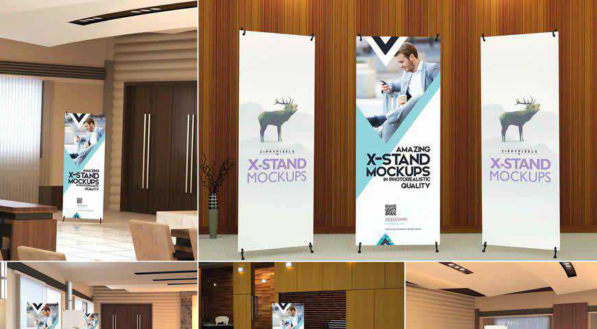 Plantilla realista de maqueta PSD para Photoshop de X-Banner