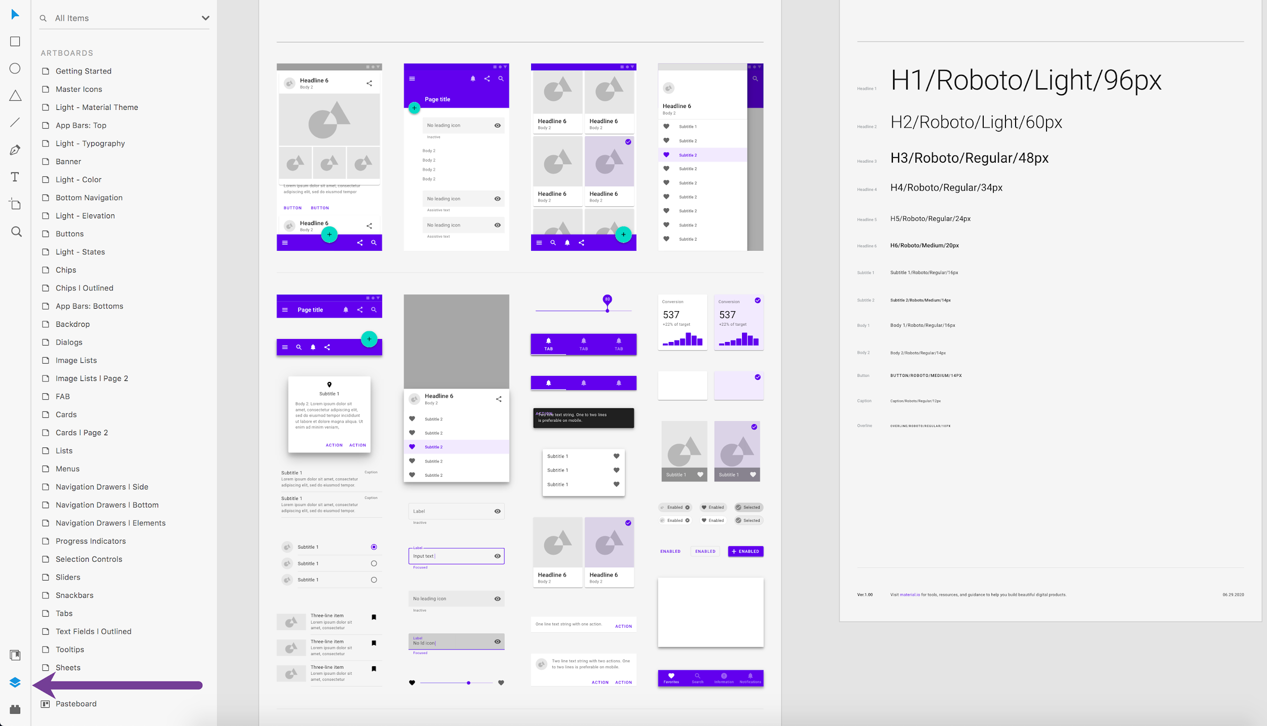 Adobe XD 中的“图层”面板。