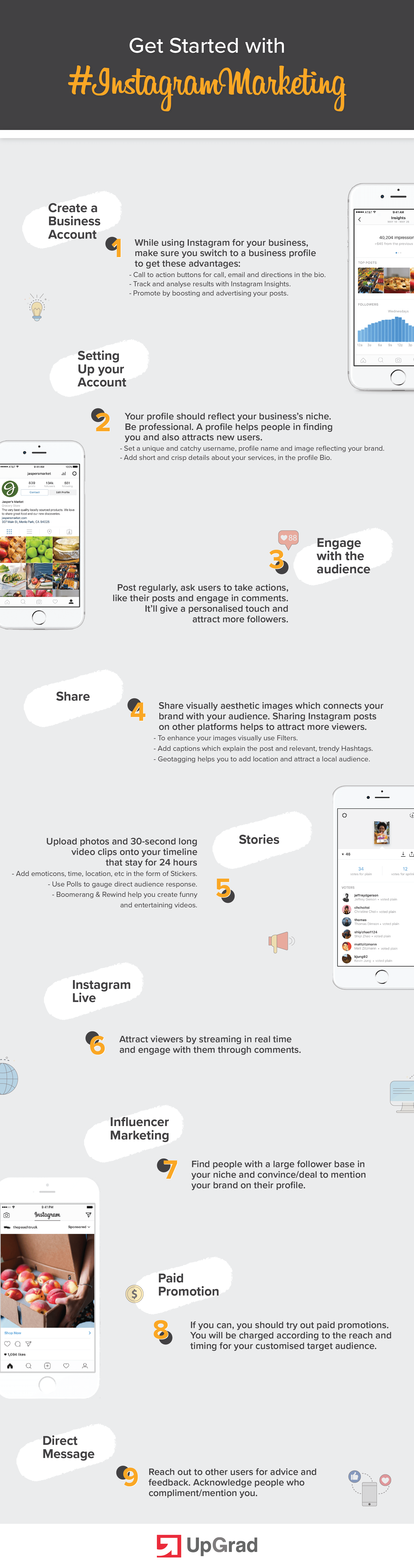 Melhores maneiras de usar o marketing do Instagram para negócios Info-gráfico UpGrad Blog